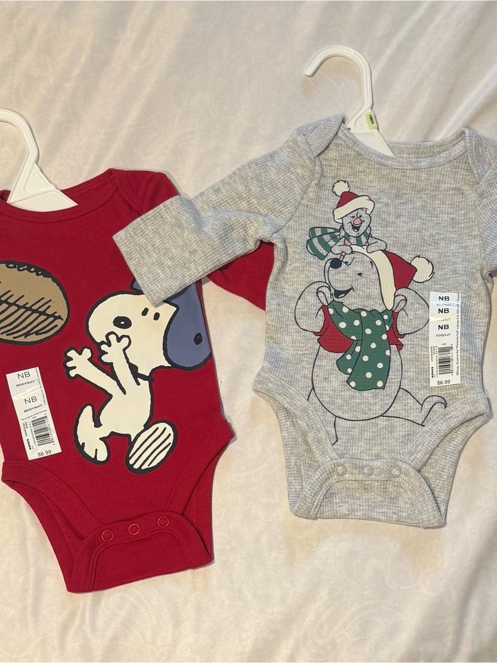 Disney Baby Bodysuit Set - Red & Light Gray Holiday Characters
